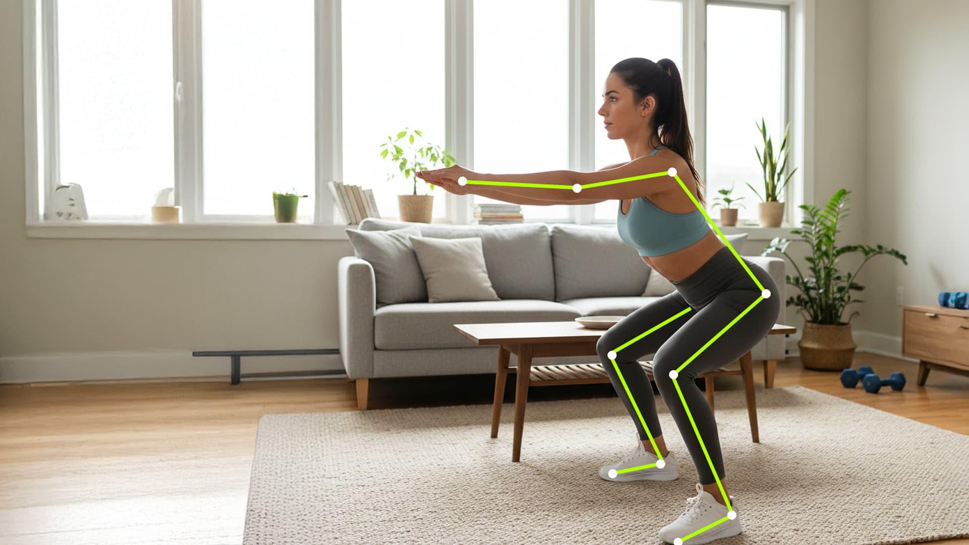 Athlete training in modern living room